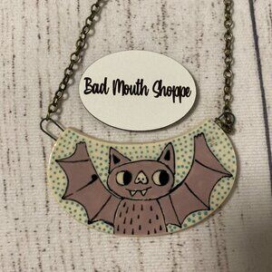 *My Paper Crane Heidi Kenney Purple Bat Halloween Handmade Ceramic Necklace